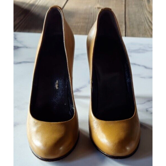 Gucci Womens Pumps 38 US 8 Tan Leather Interlocking G High Heels Slip On Shoes - Picture 3 of 16